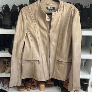 Mo-Ka Women's Beige Leather Jacket